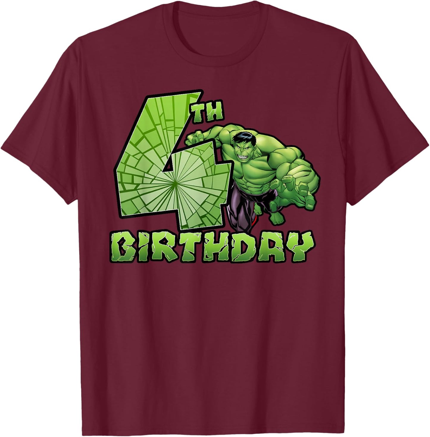 Marvel Avengers Hulk Smash 4th Birthday T-Shirt - T-Shirt | Maroon
