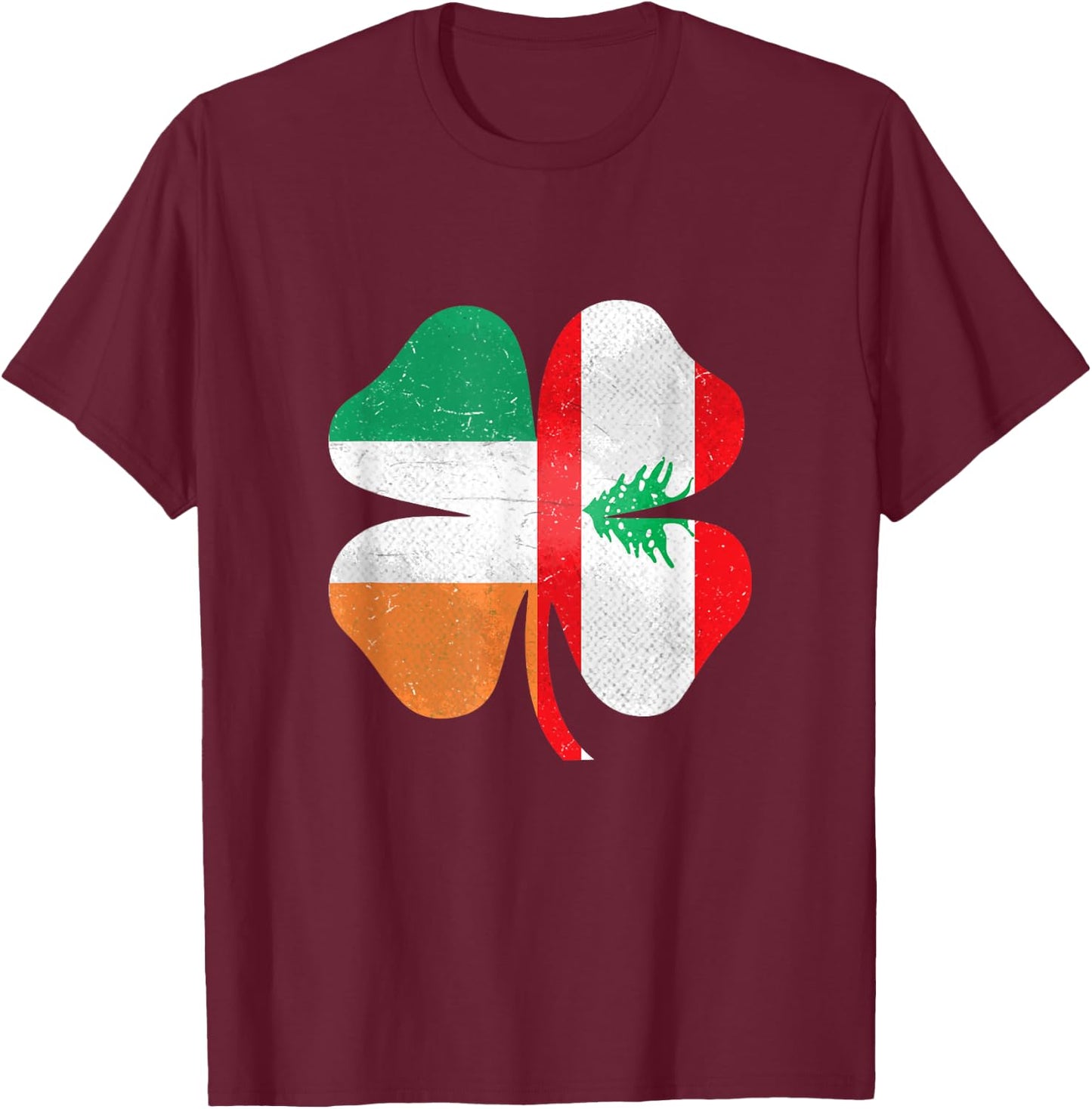 Lebanese Irish Shamrock Lebanon Ireland St. Patrick's Day T-Shirt - T-Shirt | Maroon