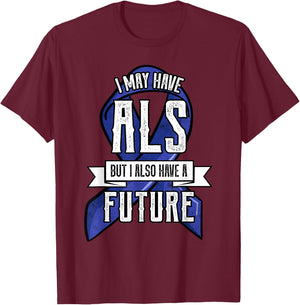 ALS Motor Neurone Disease Amyotrophic Lateral Sclerosis Blue T-Shirt - T-Shirt | Maroon