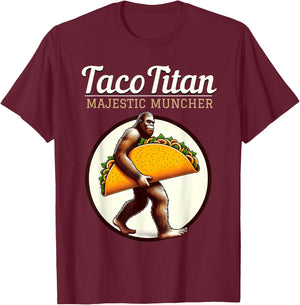 Taco Titan - Majestic Muncher Bigfoot T-Shirt - T-Shirt | Maroon