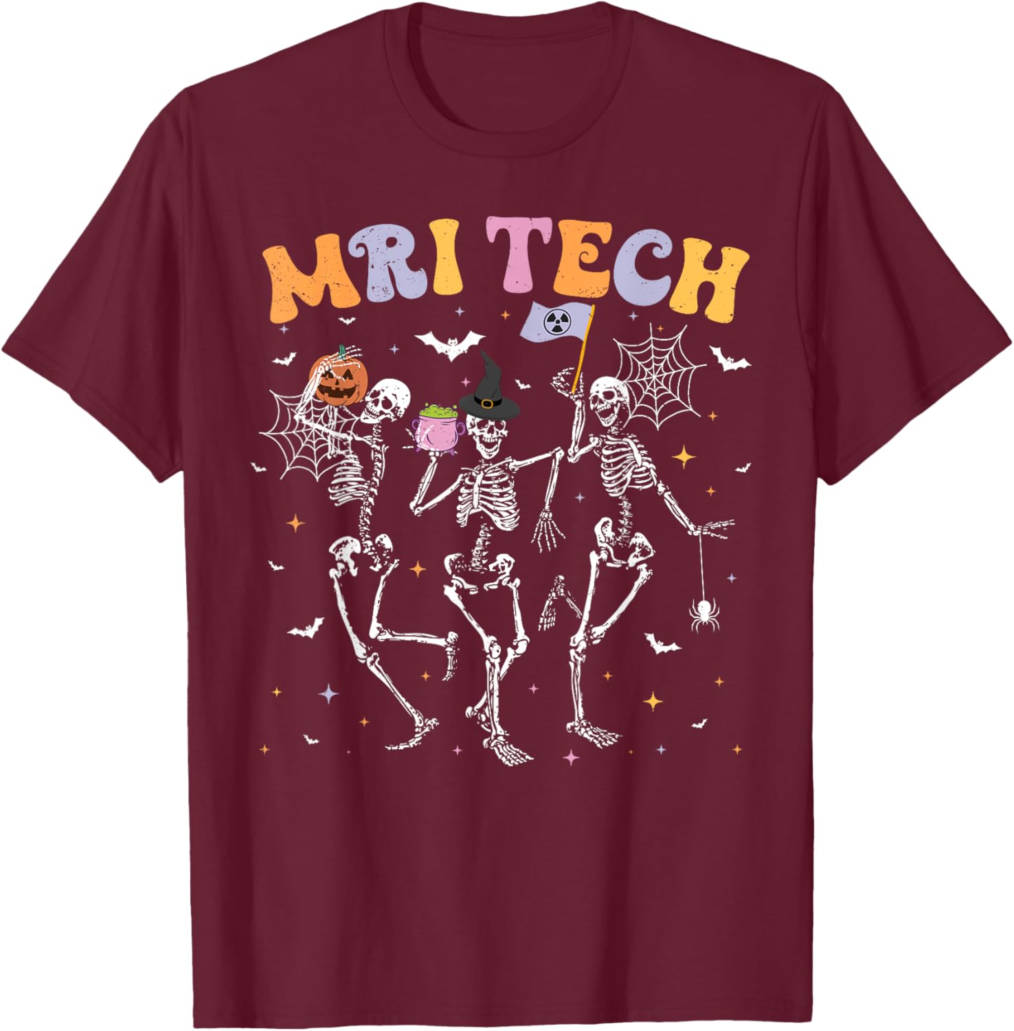 Skeleton MRI Radiology MRI Technologist MRI Tech Halloween T-Shirt - T-Shirt | Maroon