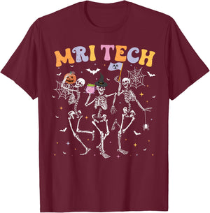 Skeleton MRI Radiology MRI Technologist MRI Tech Halloween T-Shirt - T-Shirt | Maroon