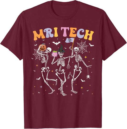 Skeleton MRI Radiology MRI Technologist MRI Tech Halloween T-Shirt - T-Shirt | Maroon