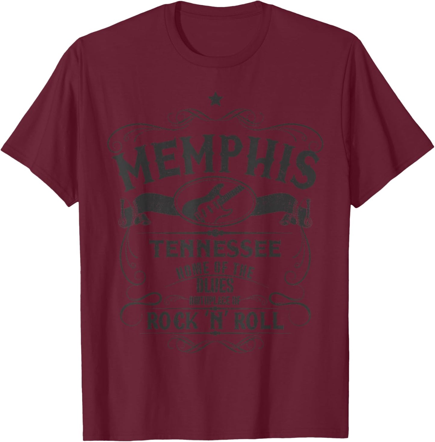 Memphis Tennessee Blues Country Music Guitar Vintage T-Shirt - T-Shirt | Maroon