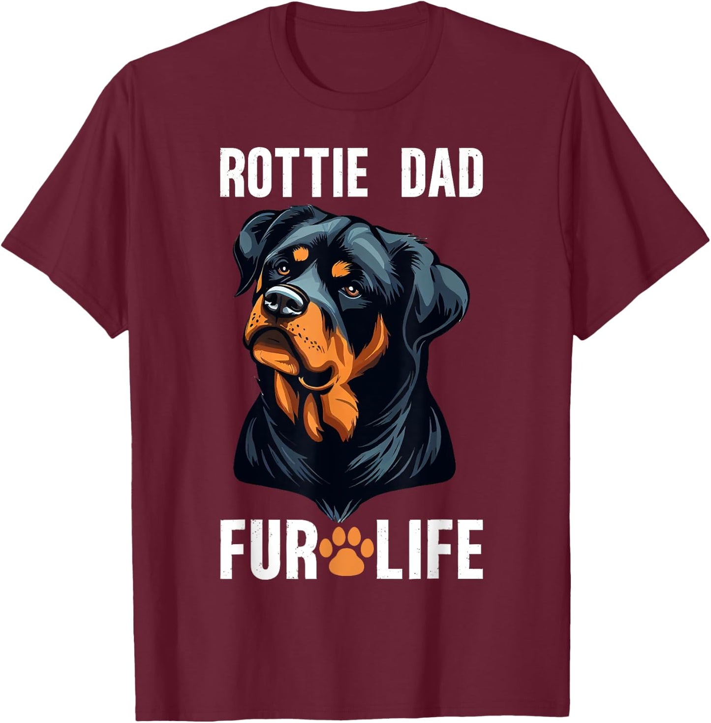 Rottie Dad Fur Life Retro Rottweiler T-Shirt - T-Shirt | Maroon