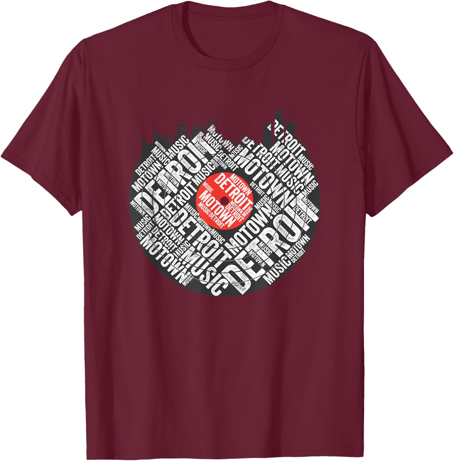 Detroit Motown Music US City America Michigan American Life T-Shirt - T-Shirt | Maroon