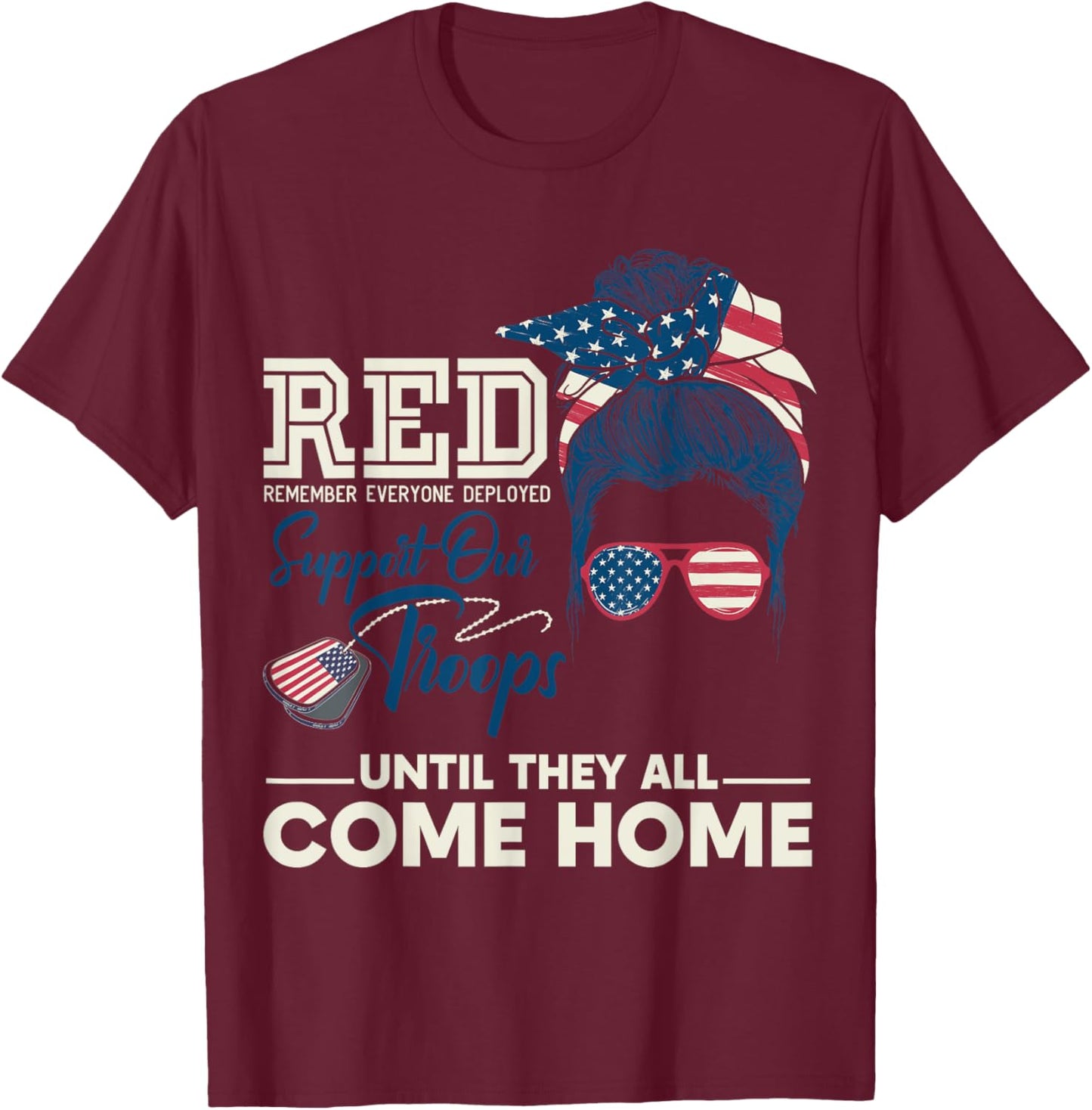 On Friday We Wear Red Friday Military Support Troops T-Shirt - T-Shirt | Maroon