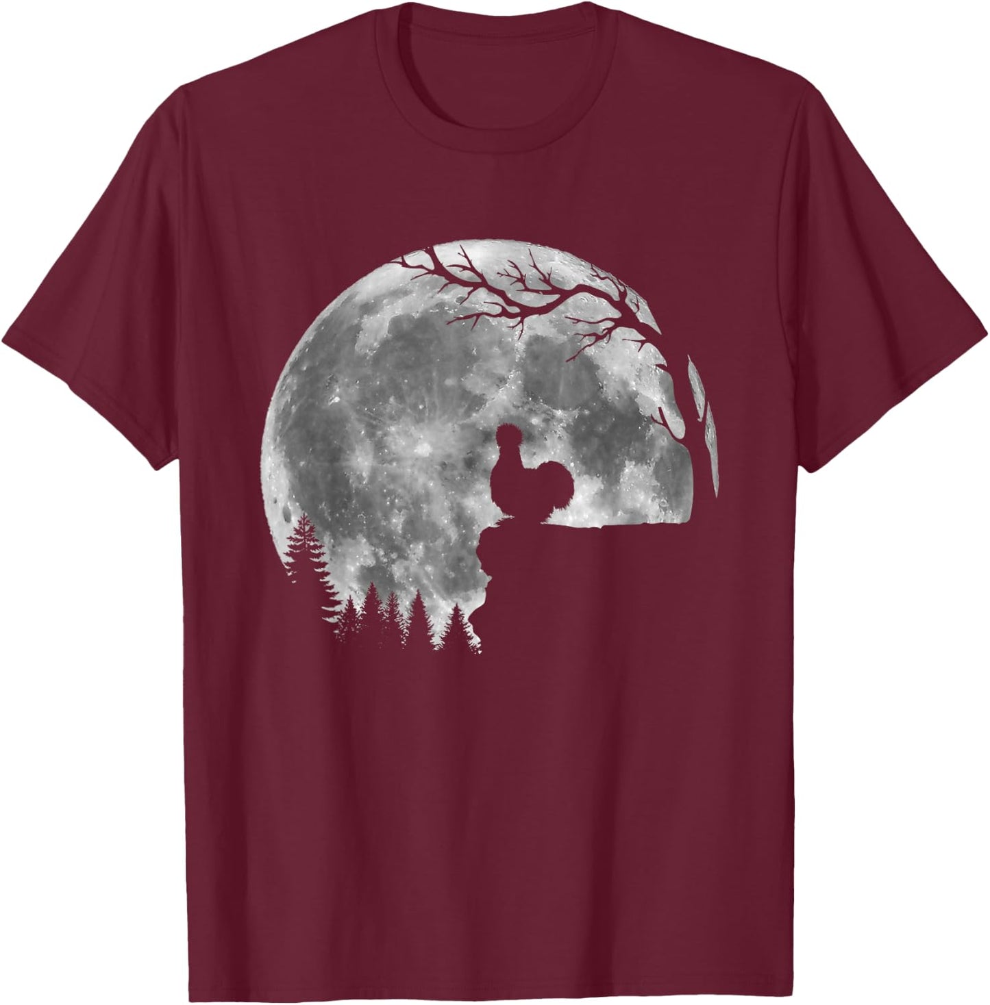Silkie Chicken Moon Silhouette Funny Lazy Halloween Costume T-Shirt - T-Shirt | Maroon