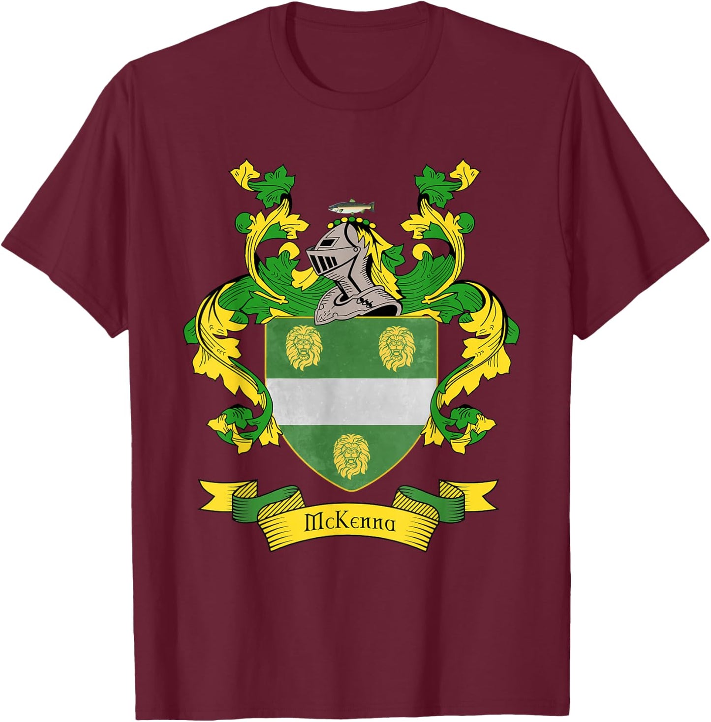 McKenna Coat of Arms | McKenna Surname Family Crest T-Shirt - T-Shirt | Maroon