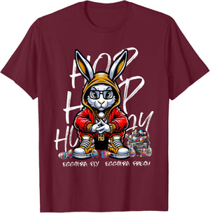 Easter Hip-Hop Bunny Street Style Rabbit with Beats T-Shirt - T-Shirt | Maroon