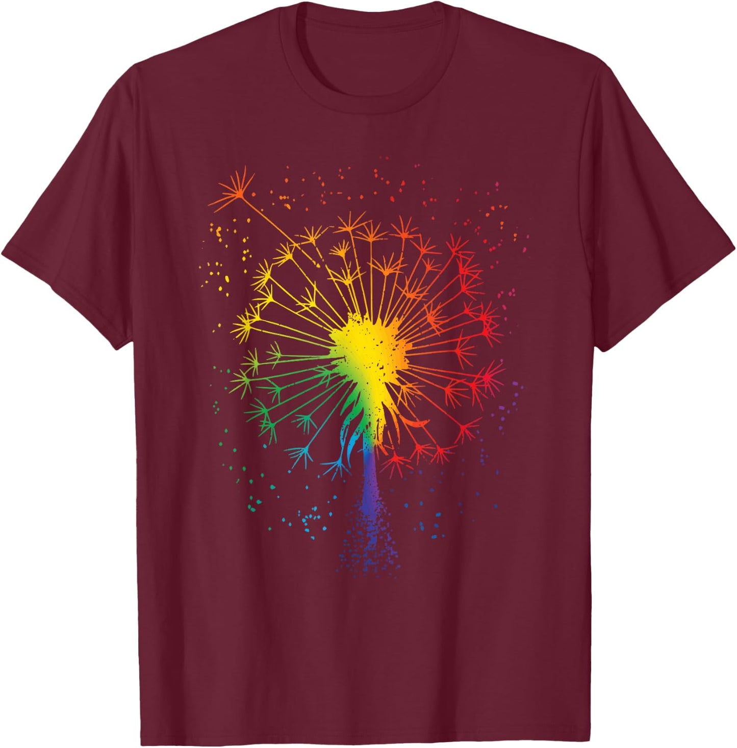 Just Dandelion Dandelion Garden Breathe Rainbow Flower T-Shirt - T-Shirt | Maroon