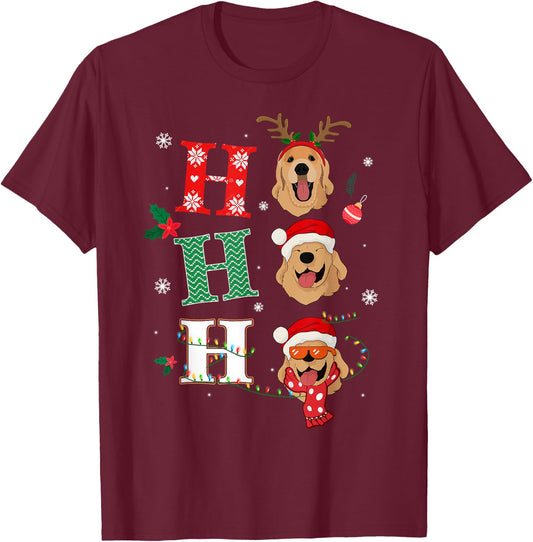 Ho Ho Ho Retrievers Golden Xmas Outfit Christmas Costume T-Shirt - T-Shirt | Maroon
