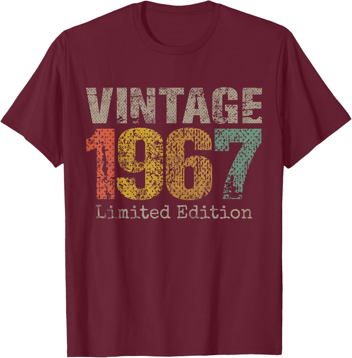 Vintage 1967 Limited Edition 58th Birthday Gifts 58 Year Old T-Shirt - T-Shirt | Maroon