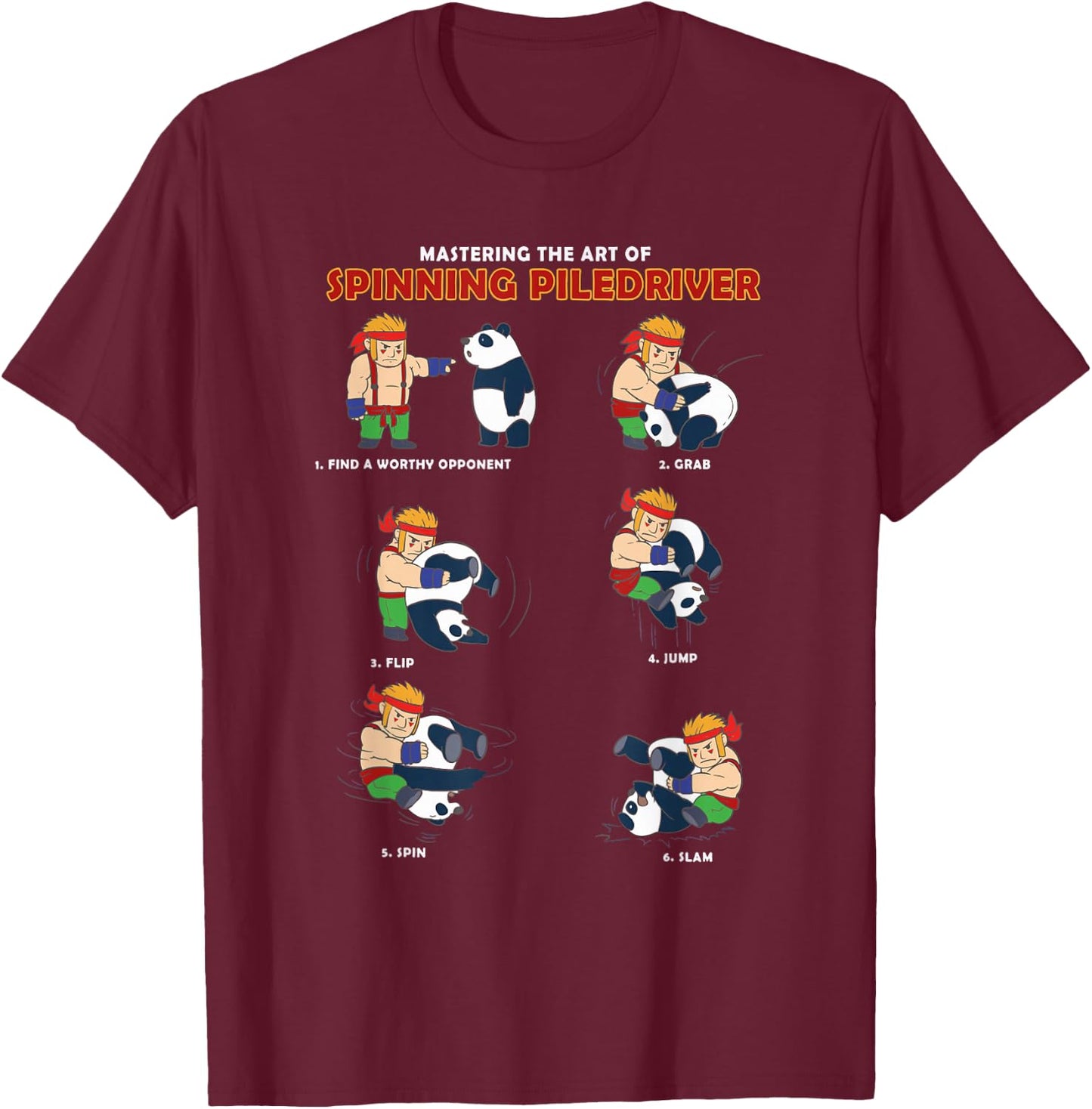 Funny Wrestling Panda Bear Outfit Coach Gift T-Shirt - T-Shirt | Maroon