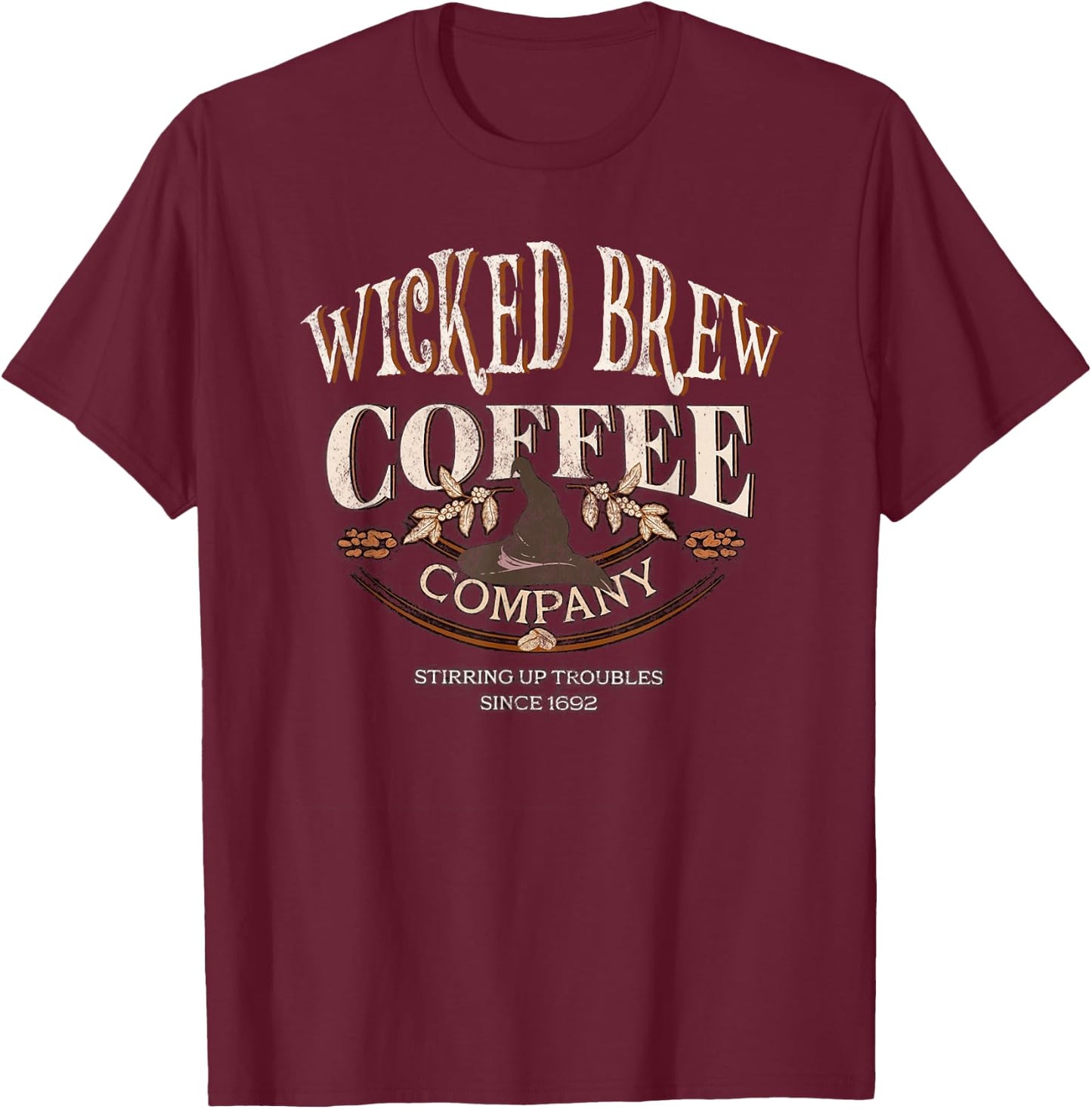 Funny Witches Brew Coffee Co Caffeine Lover Wiccan Company T-Shirt - T-Shirt | Maroon