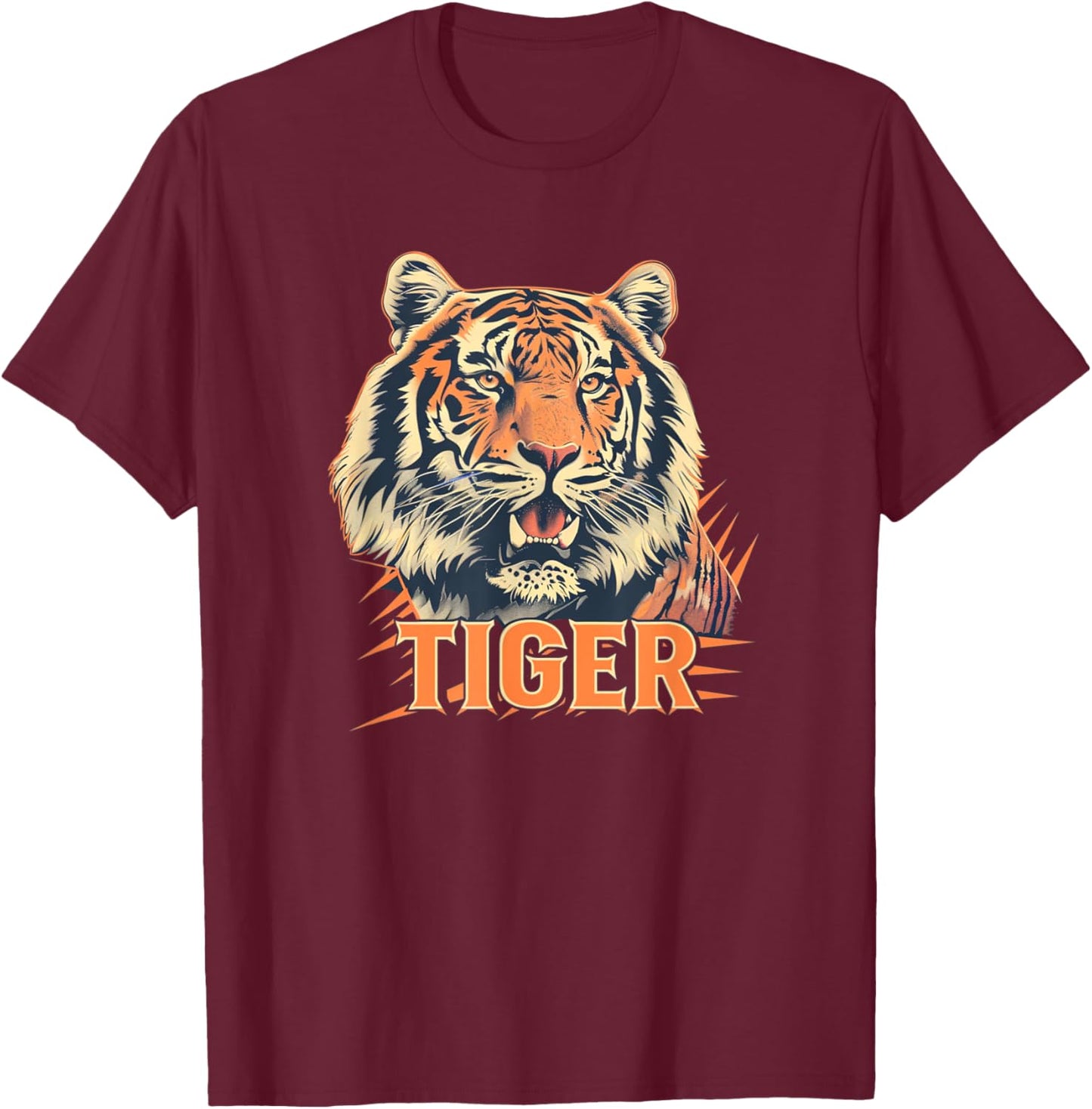 Pretty Tiger Face for Wild Cats Lovers T-Shirt - T-Shirt | Maroon
