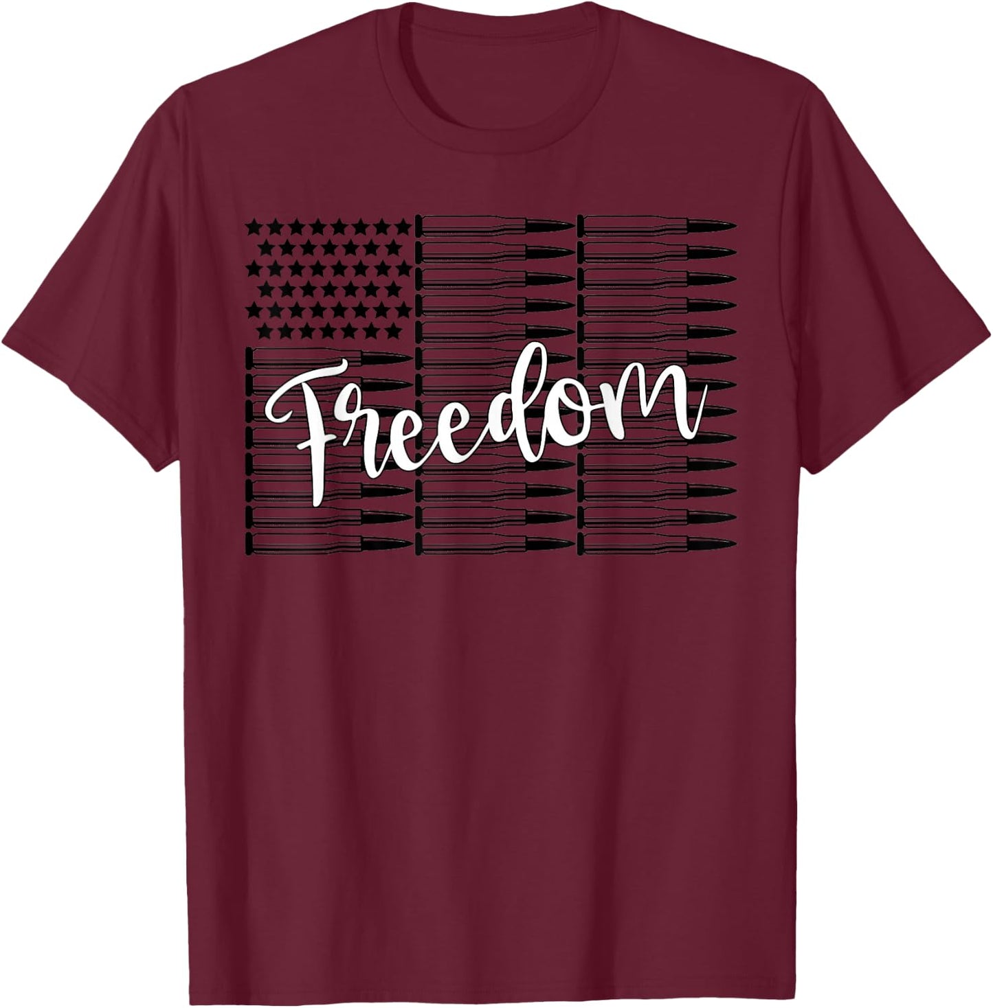 Freedom Bullet American Flag Patriot Women Men T-Shirt - T-Shirt | Maroon