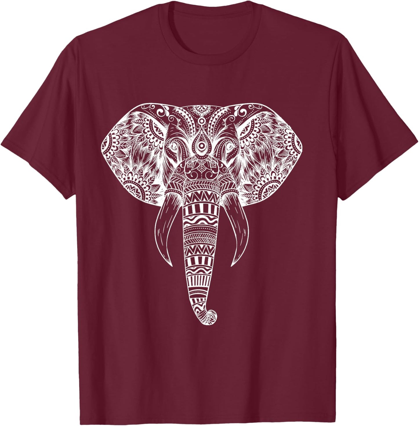 Elephant Tribal Tattoo Art - Mandala Yoga Tribal Elephants T-Shirt - T-Shirt | Maroon