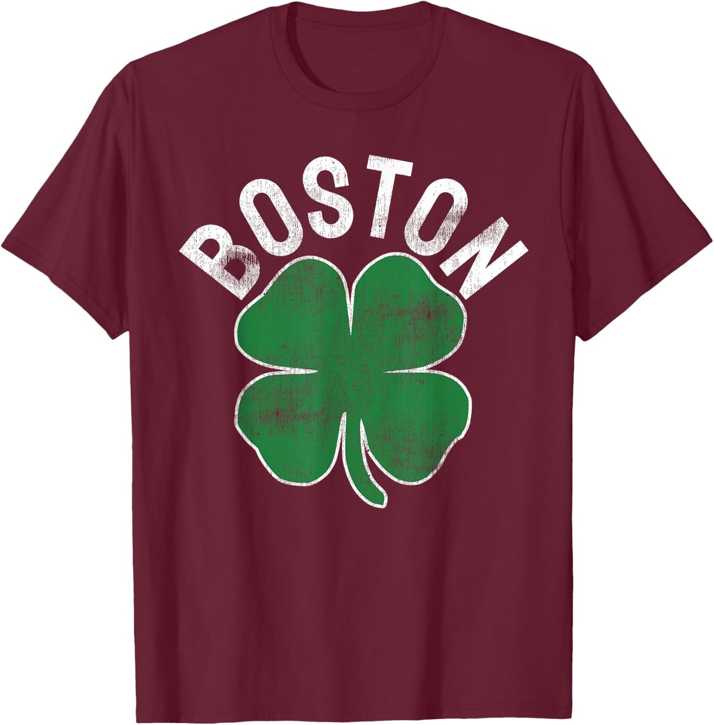 Shamrock Massachusetts Boston ST Patricks Day Irish Green T-Shirt - T-Shirt | Maroon
