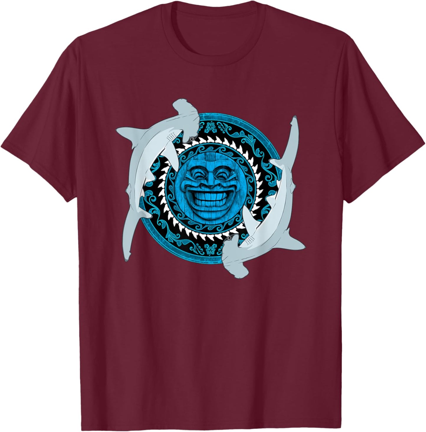 Hammerhead shark Tiki Totem T-Shirt - T-Shirt | Maroon