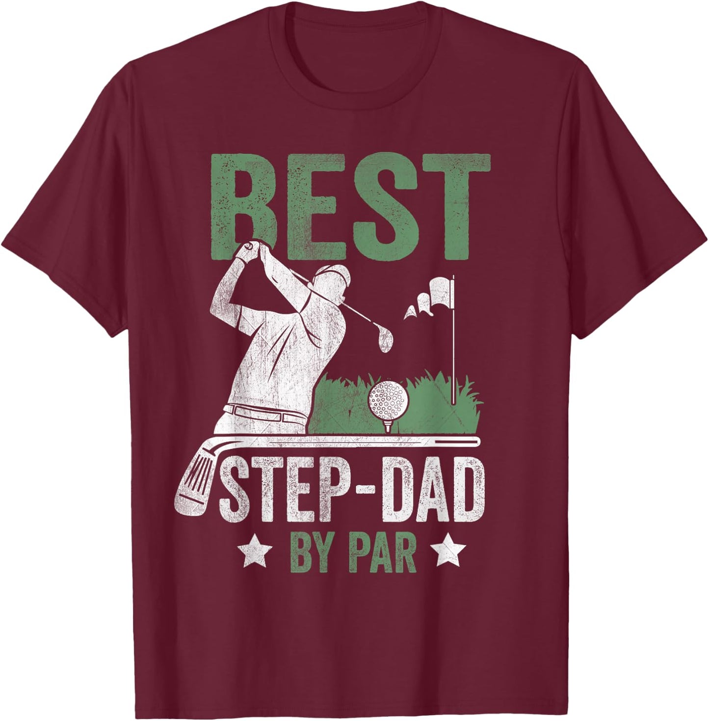 Best Step-Dad By Par Father's Day Golf Gift T-Shirt - T-Shirt | Maroon