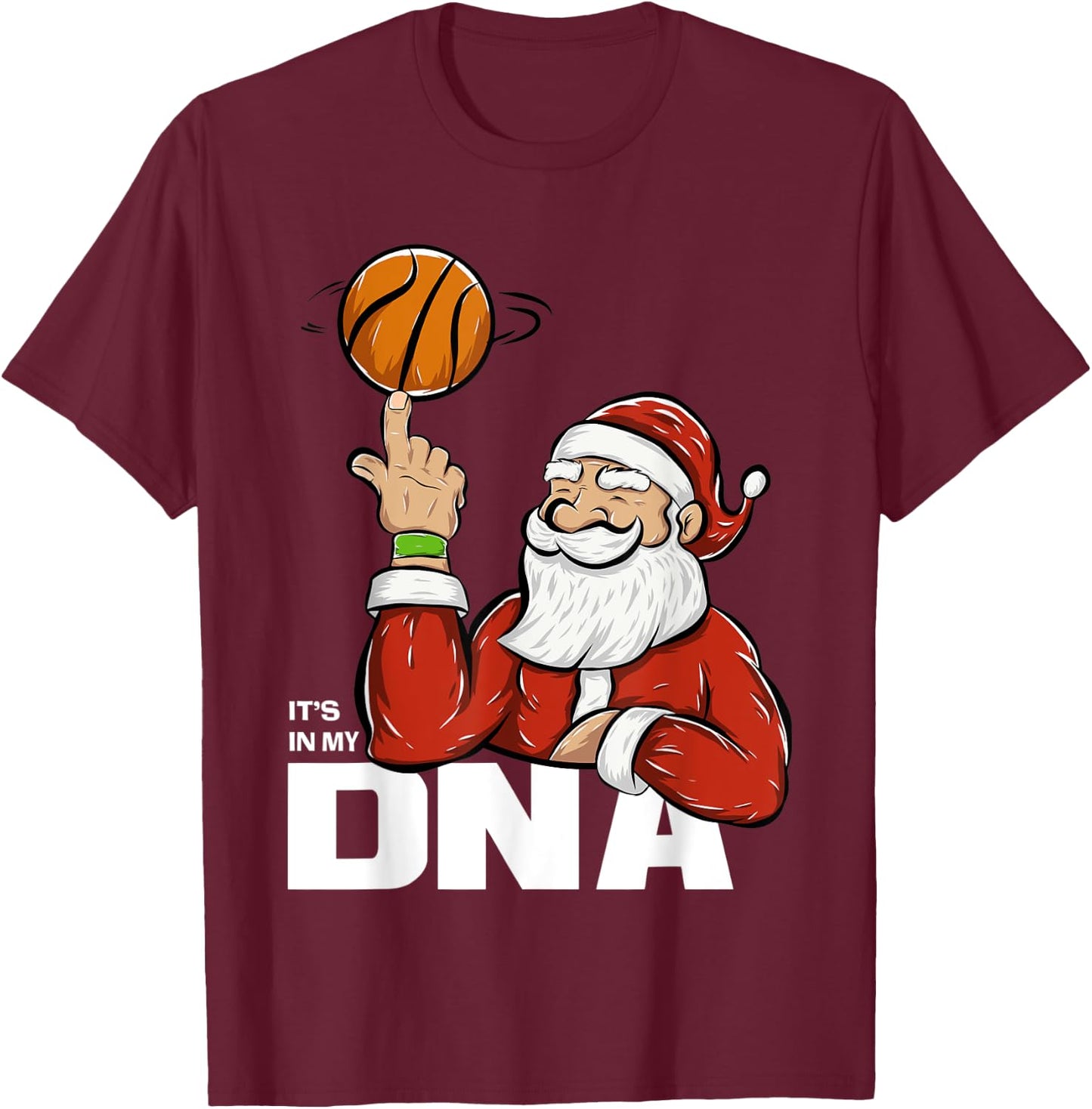 It's In My DNA | Santa Playing Basketball T-Shirt - T-Shirt | Maroon