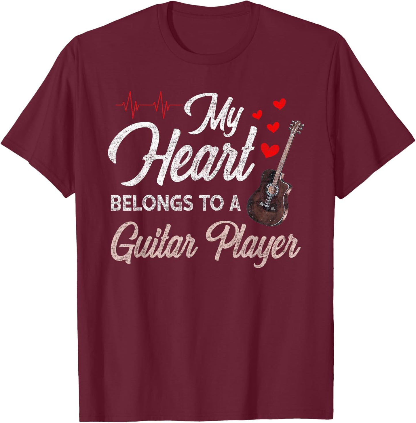 I Love My Guitar Player Husband Wife Gifts Valentines T-Shirt - T-Shirt | Maroon