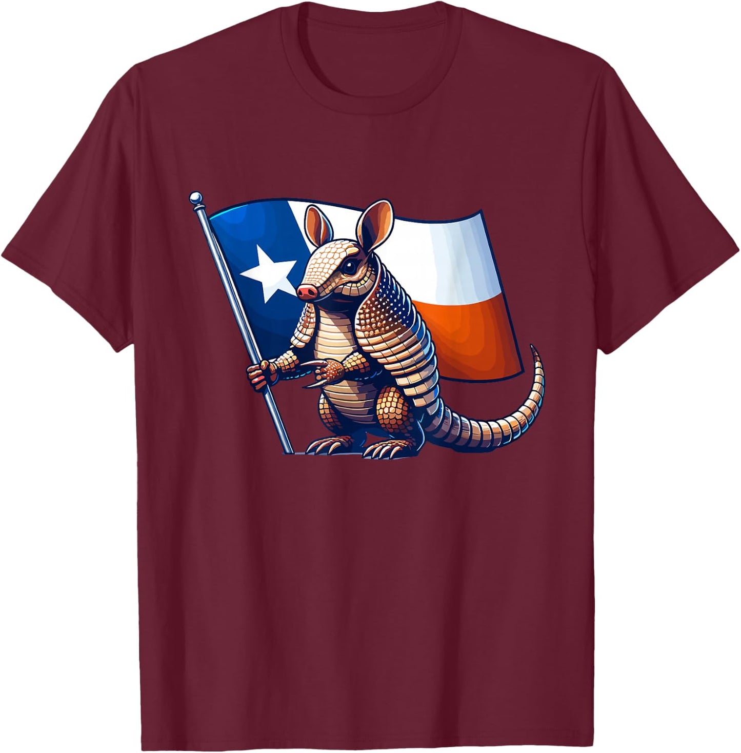 Armadillo with the Flag of Texas T-Shirt - T-Shirt | Maroon
