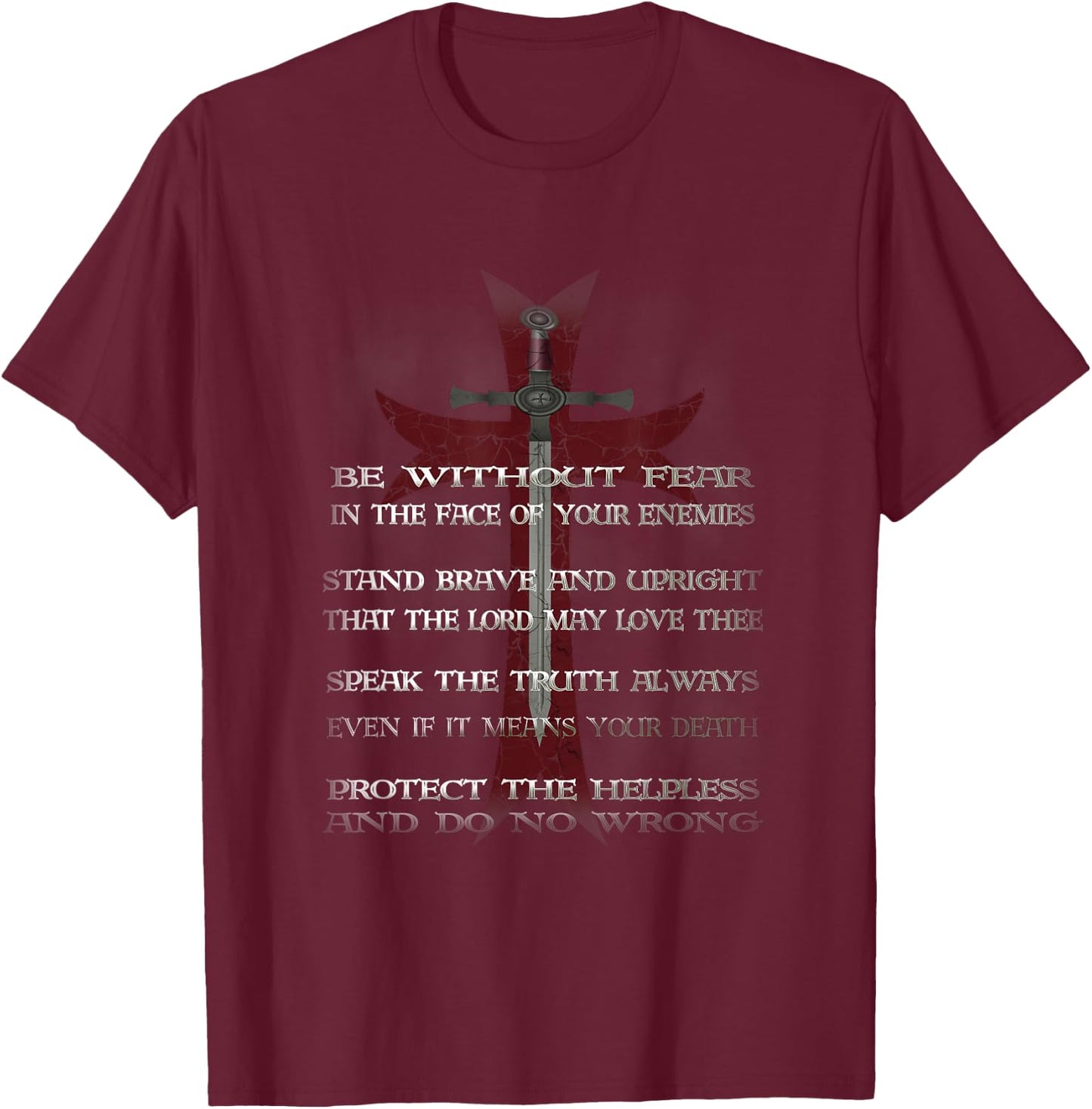 Knights Templar Crusader Cross Ring Order Be Without Fear T-Shirt - T-Shirt | Maroon