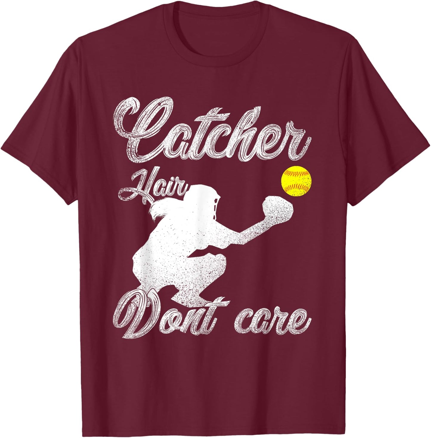 Girls Softball Catcher Funny Softball Girl Softball T-Shirt - T-Shirt | Maroon