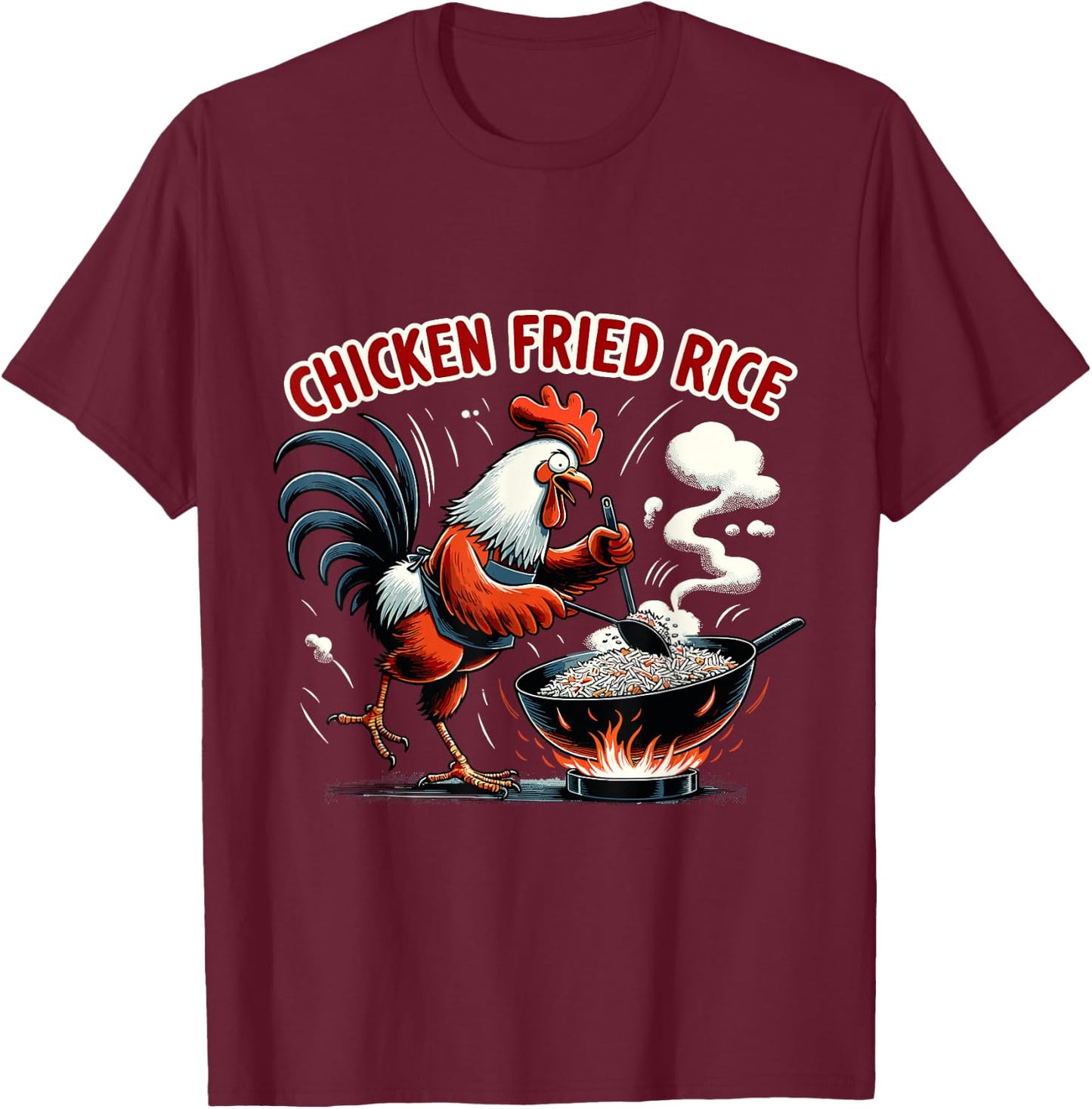 Funny Chicken Fried Rice Rooster Meme T-Shirt - T-Shirt | Maroon