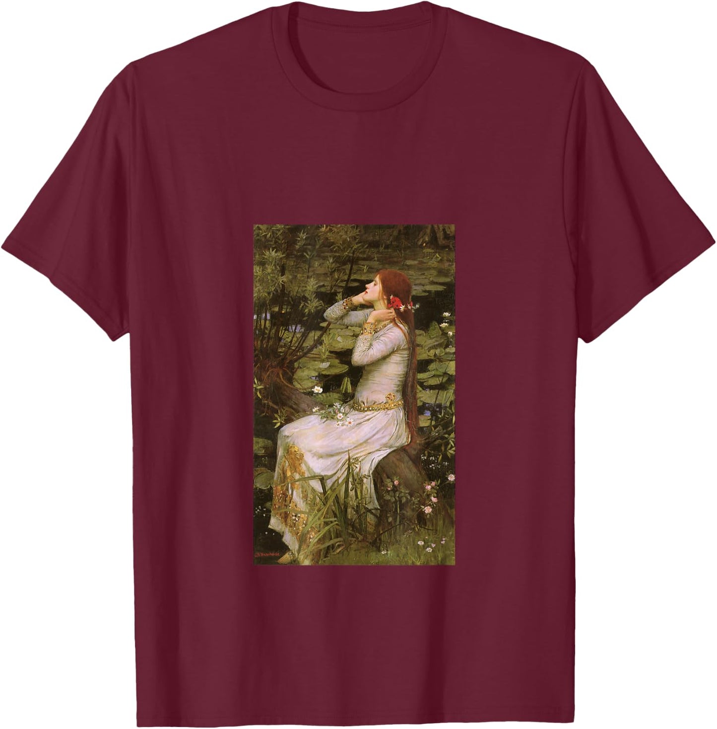 John William Waterhouse Ophelia Painting T-Shirt - T-Shirt | Maroon