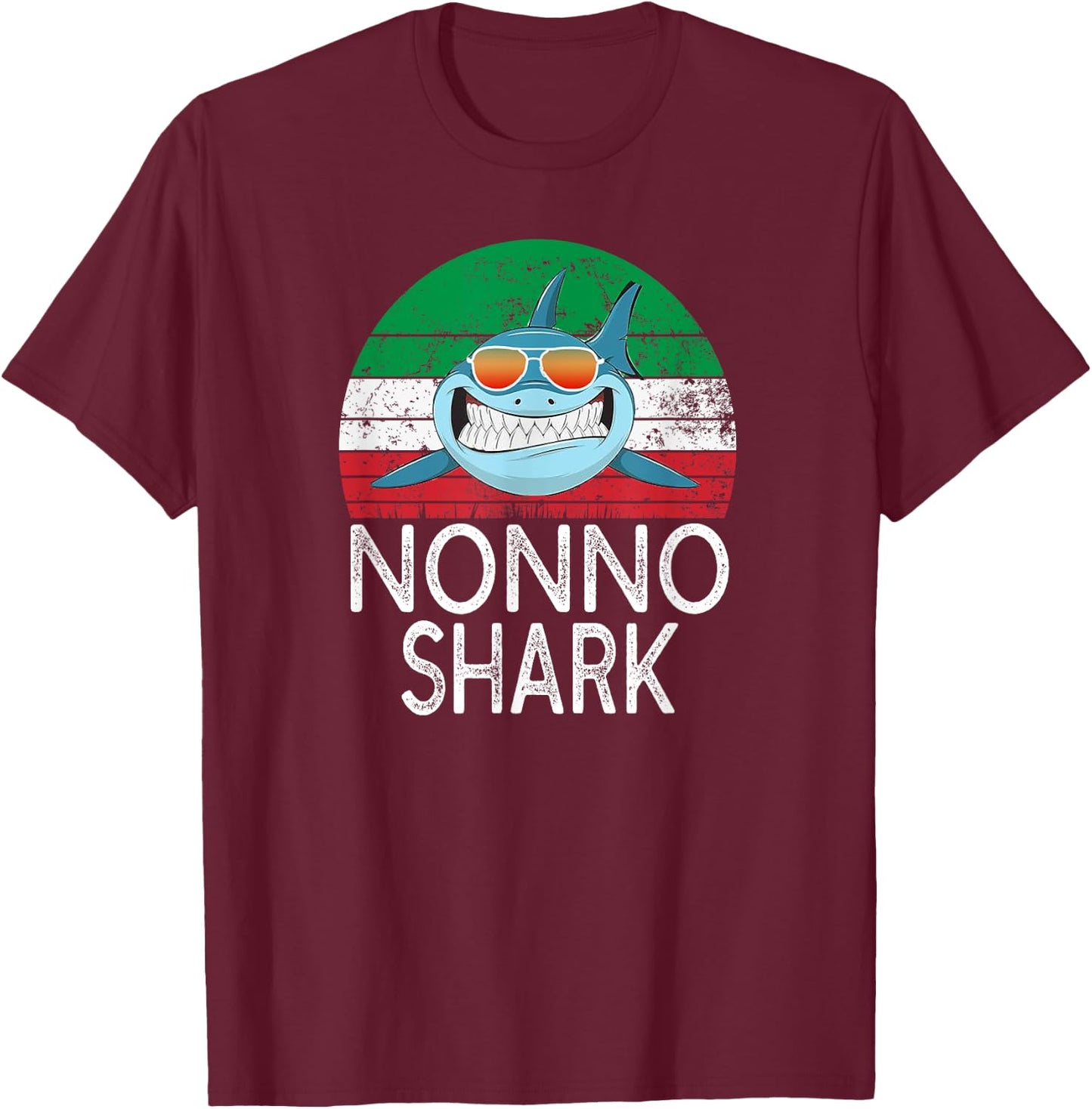 Nonno Shark Italian Grandpa Funny Vintage T-Shirt - T-Shirt | Maroon