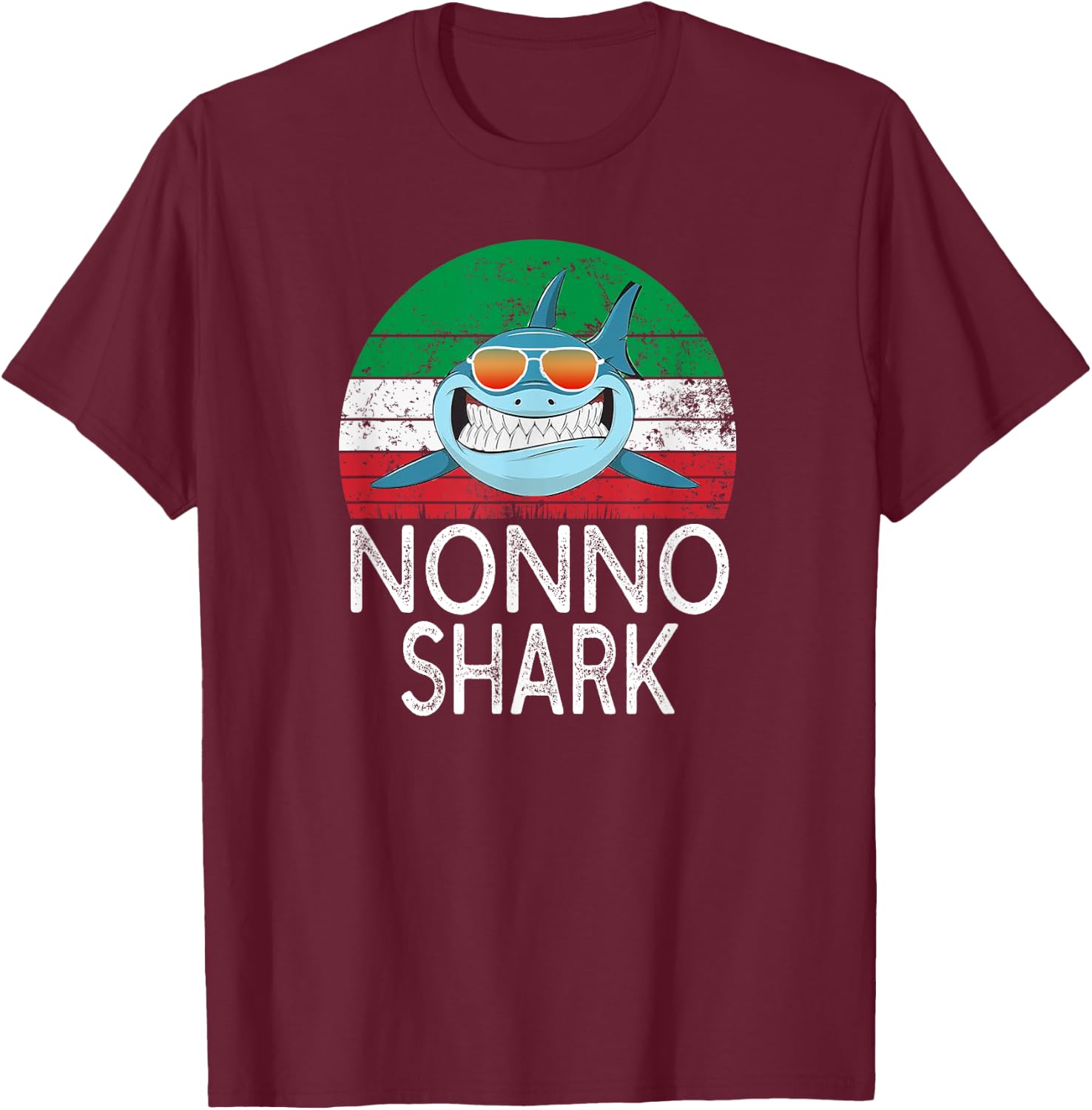 Nonno Shark Italian Grandpa Funny Vintage T-Shirt - T-Shirt | Maroon