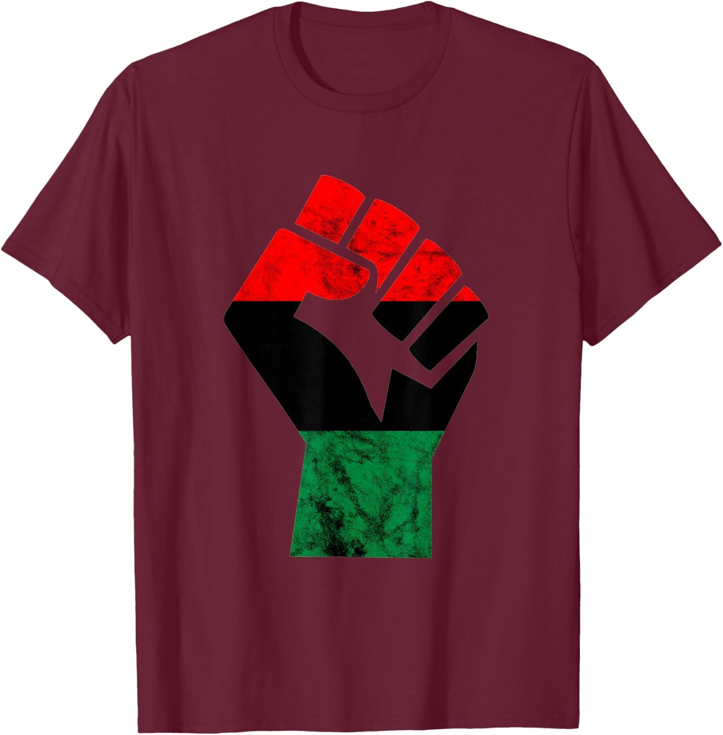 Pan African Fist UNIA Flag African African American Pride T-Shirt - T-Shirt | Maroon