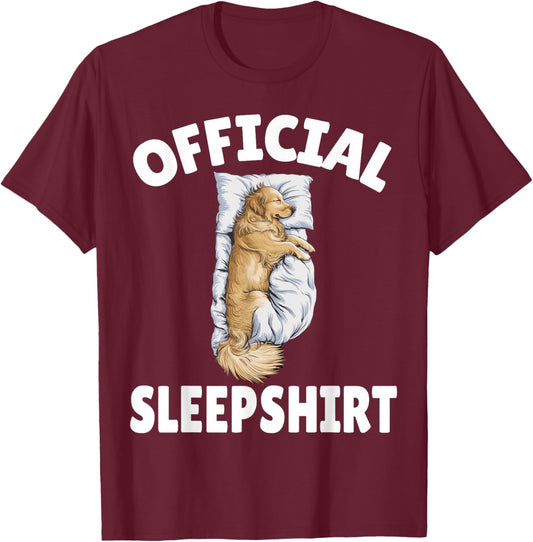 Golden Retriever Dog Official Sleepshirt Napping Pajamas T-Shirt - T-Shirt | Maroon
