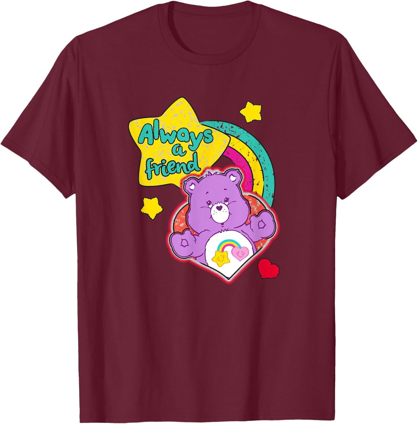 Care Bears Always a Friend Best Friend Bear Retro Cartoon T-Shirt - T-Shirt | Maroon