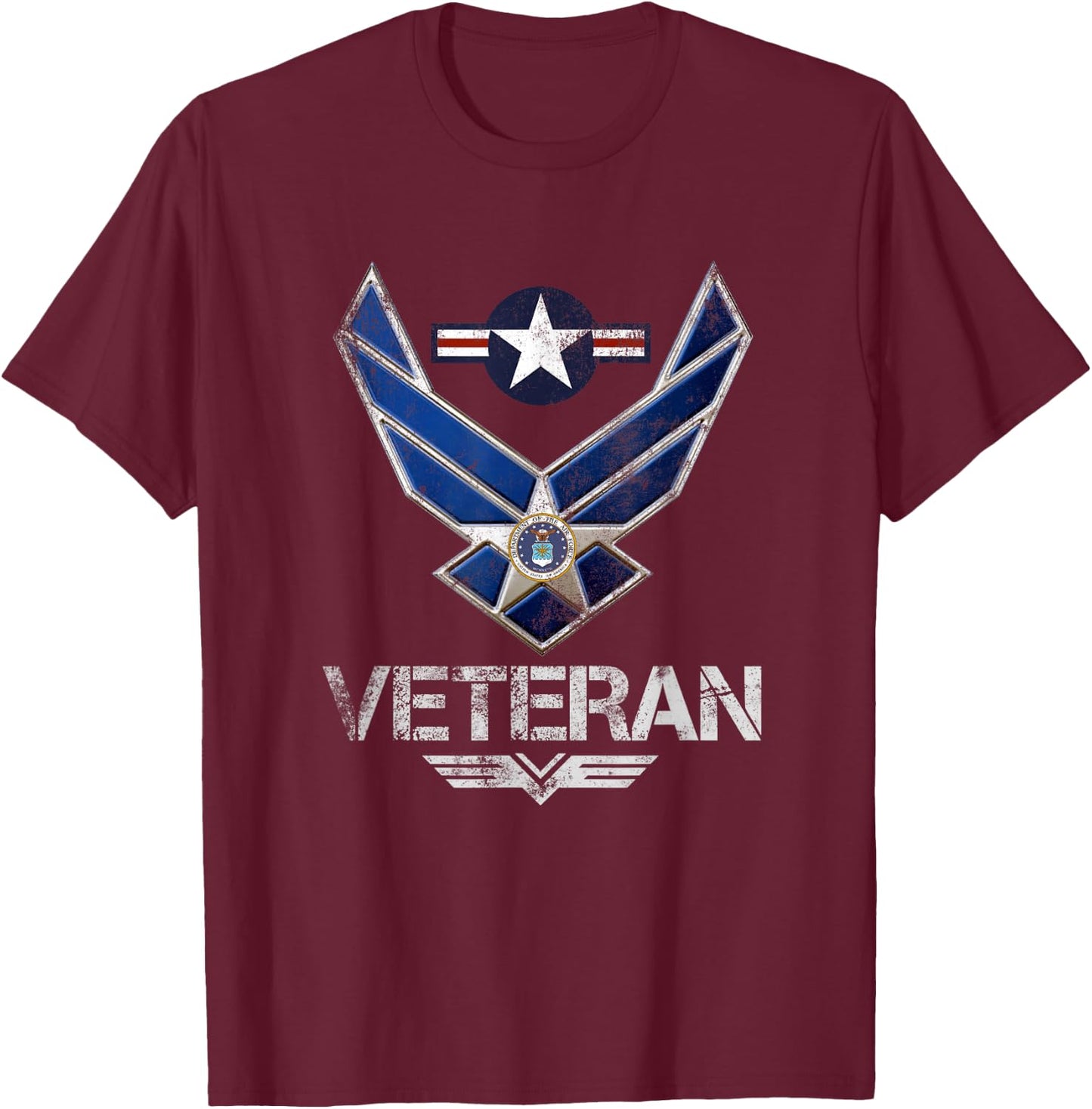 U.S Air Force Veteran USAF Flag Vintage Veterans Day Gift T-Shirt - T-Shirt | Maroon
