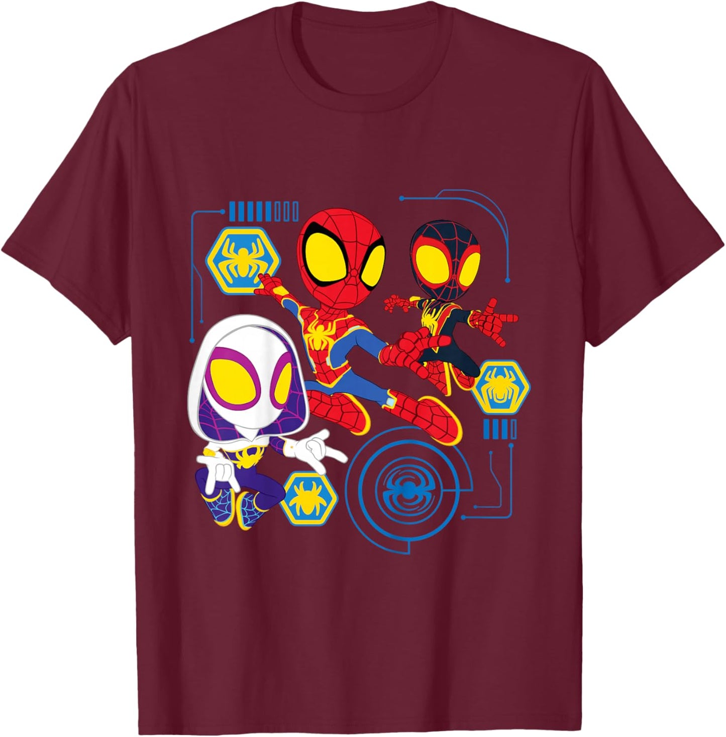 Marvel Spidey and His Amazing Friends Web-Spinners Heroes T-Shirt - T-Shirt | Maroon