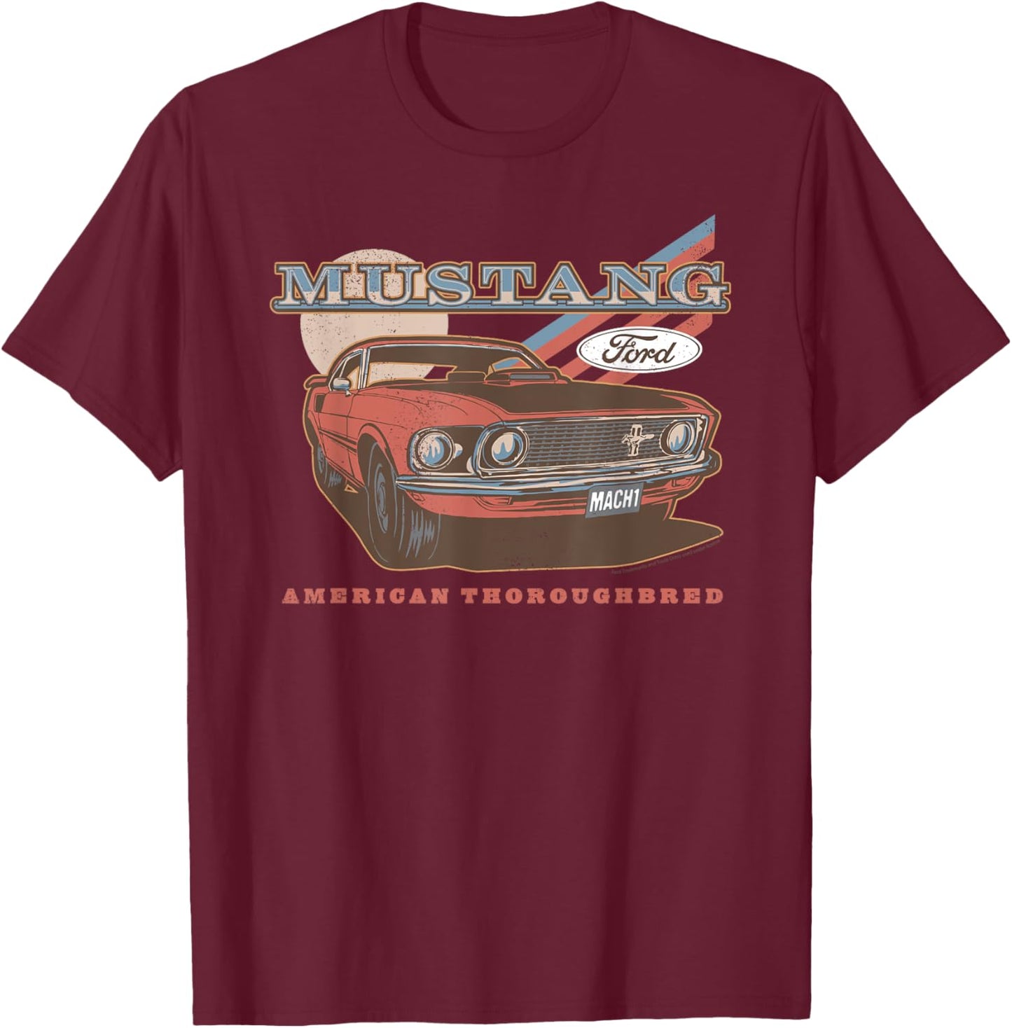 Ford - Red Mustang American Thoroughbred T-Shirt - T-Shirt | Maroon