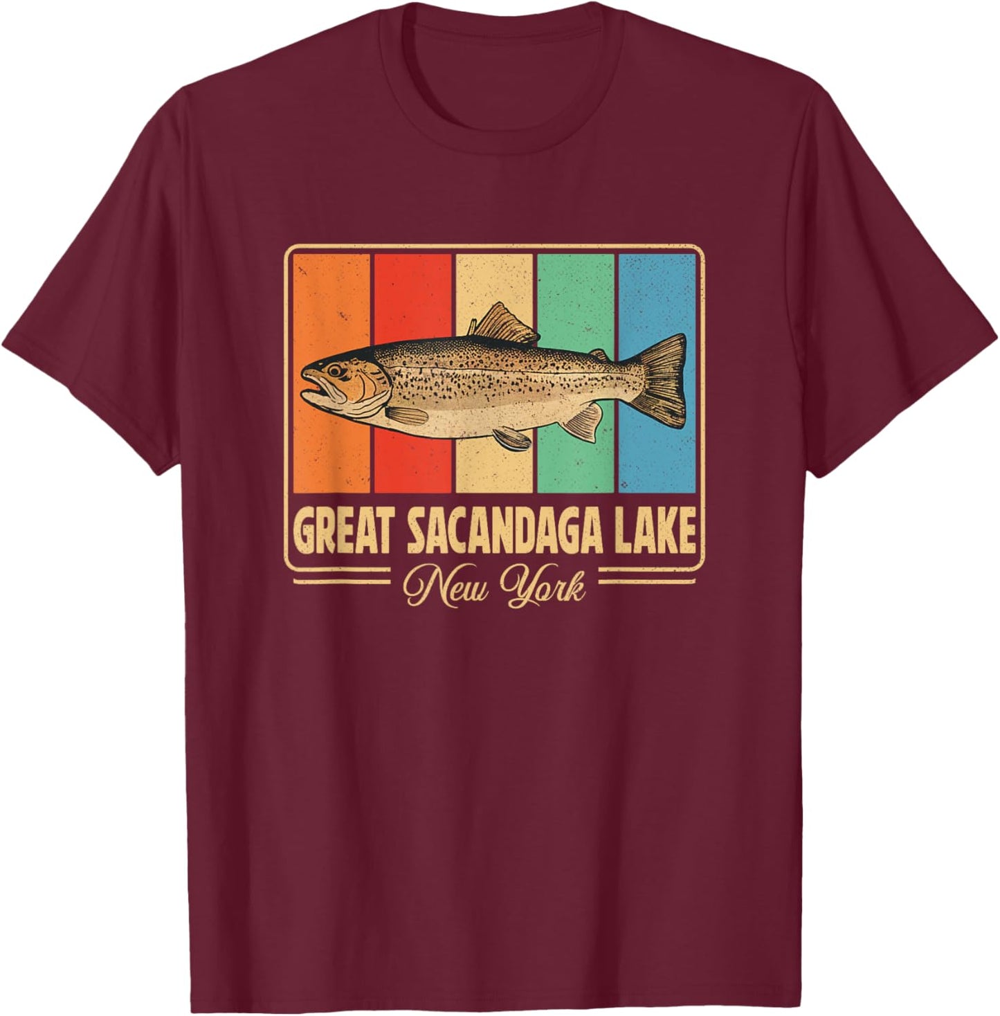 Great Sacandaga Lake New York Outdoors Vintage T-Shirt - T-Shirt | Maroon