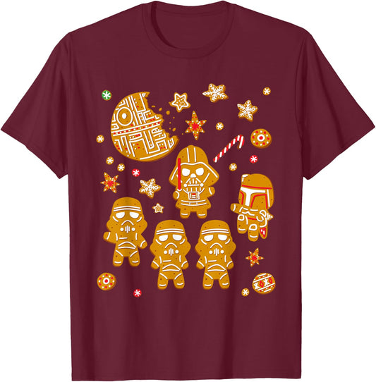 Star Wars Gingerbread Cookies Galactic Empire Holiday T-Shirt - T-Shirt | Maroon