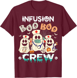 Boo Infusion Crew Ghost Women Halloween Nurse Costume T-Shirt - T-Shirt | Maroon
