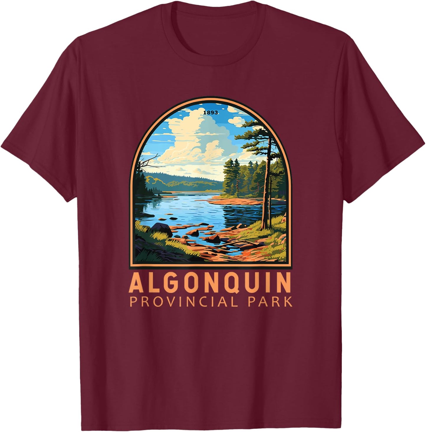 Algonquin Provincial Park Canada Vintage Emblem T-Shirt - T-Shirt | Maroon