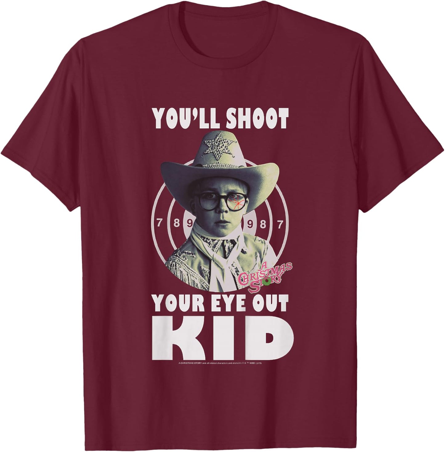 Kids A Christmas Story Ralphie You'll Shoot Your Eye Out Kid T-Shirt - T-Shirt | Maroon