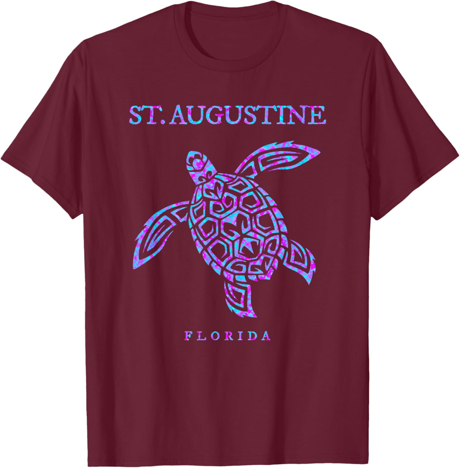 St. Augustine Florida Sea Turtle Beach Vacation Souvenir T-Shirt - T-Shirt | Maroon