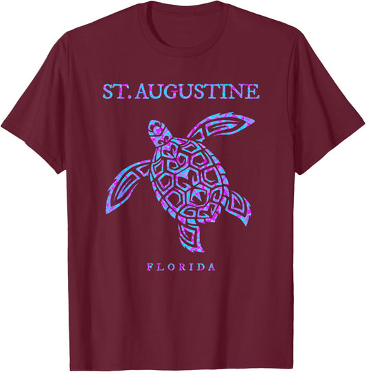 St. Augustine Florida Sea Turtle Beach Vacation Souvenir T-Shirt - T-Shirt | Maroon