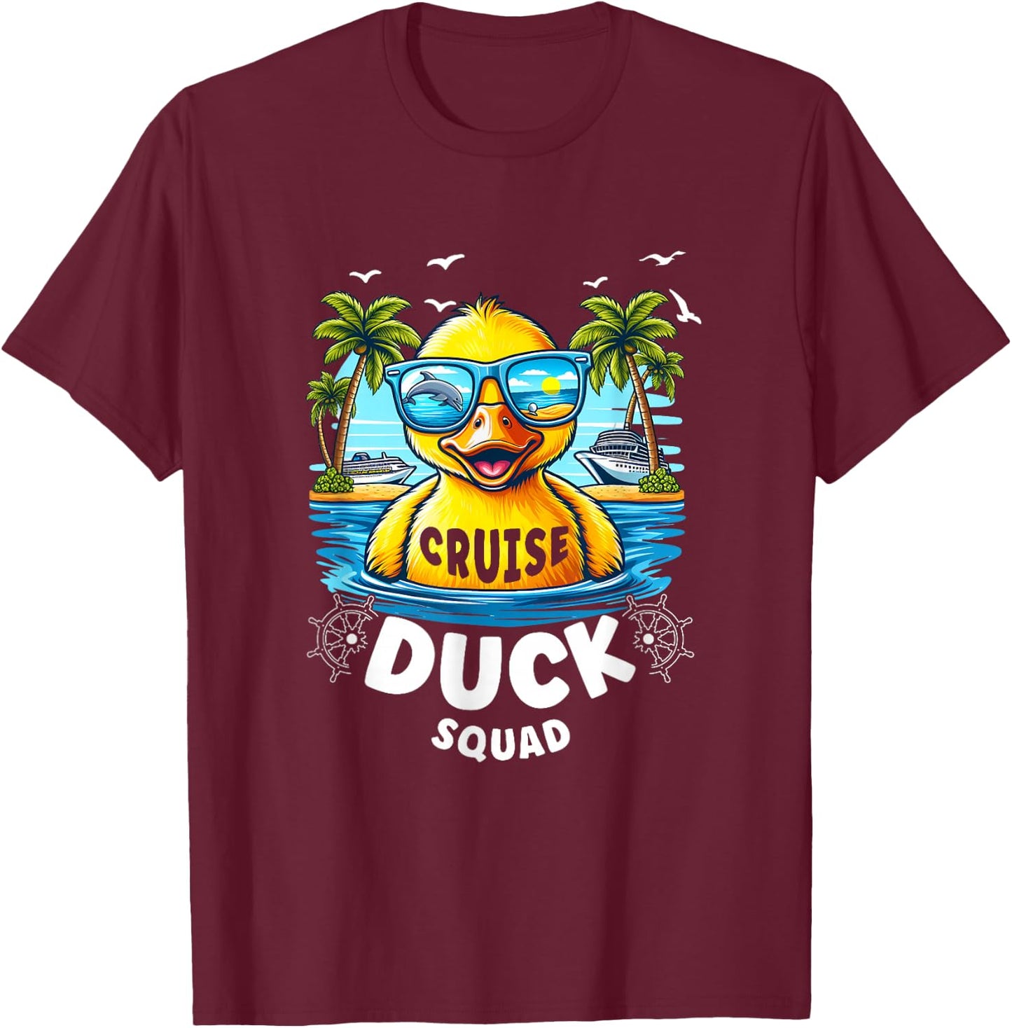 Funny Duck Cruise Rubber Duck Squad Vaction Cruise Ship T-Shirt - T-Shirt | Maroon