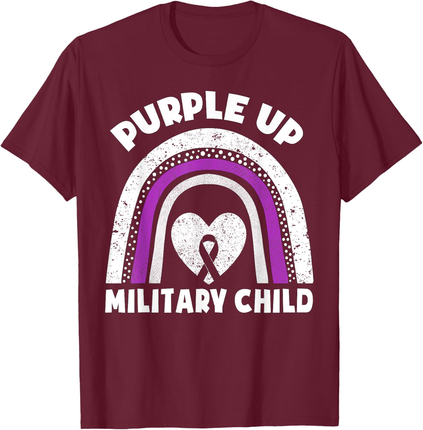 Purple Up For Military Kids Month Of The Military Child Cute T-Shirt - T-Shirt | Maroon
