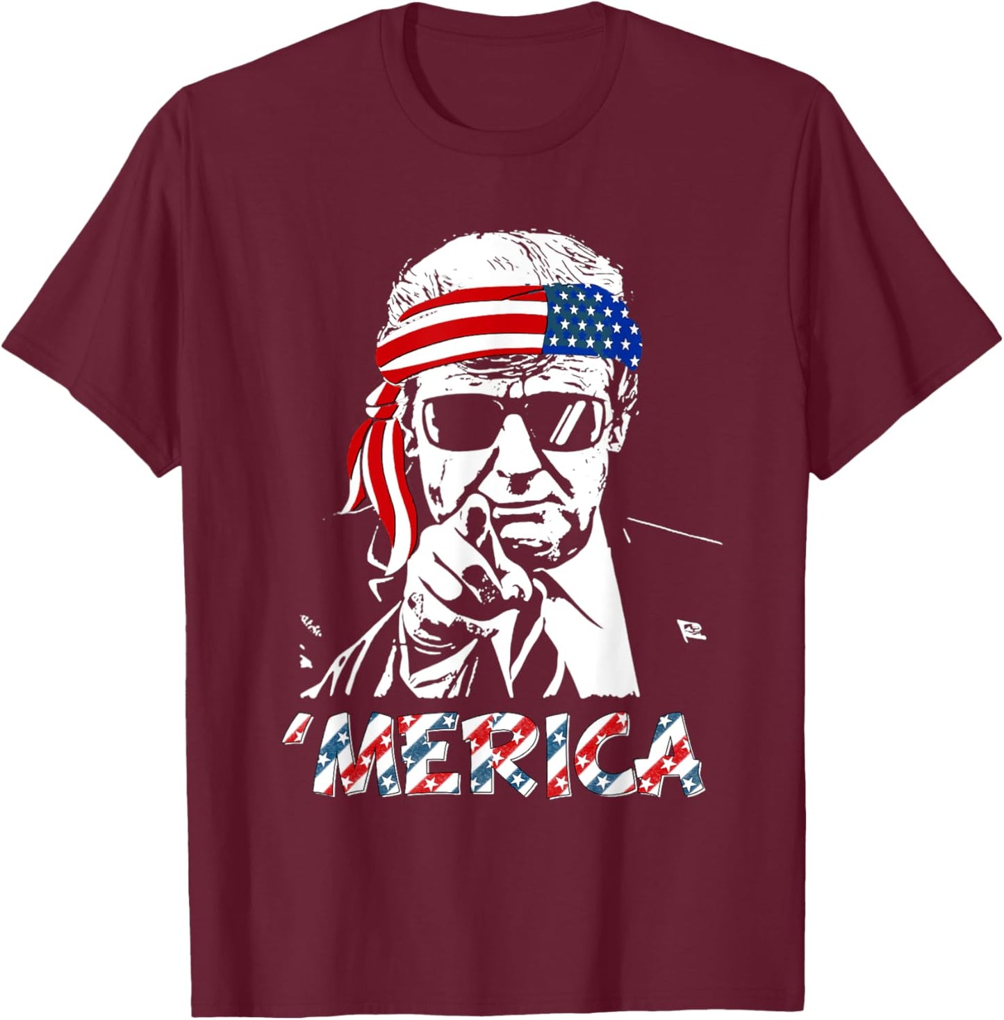 'MERICA TRUMP Happy 4th Of July Trump American Flag Men T-Shirt - T-Shirt | Maroon